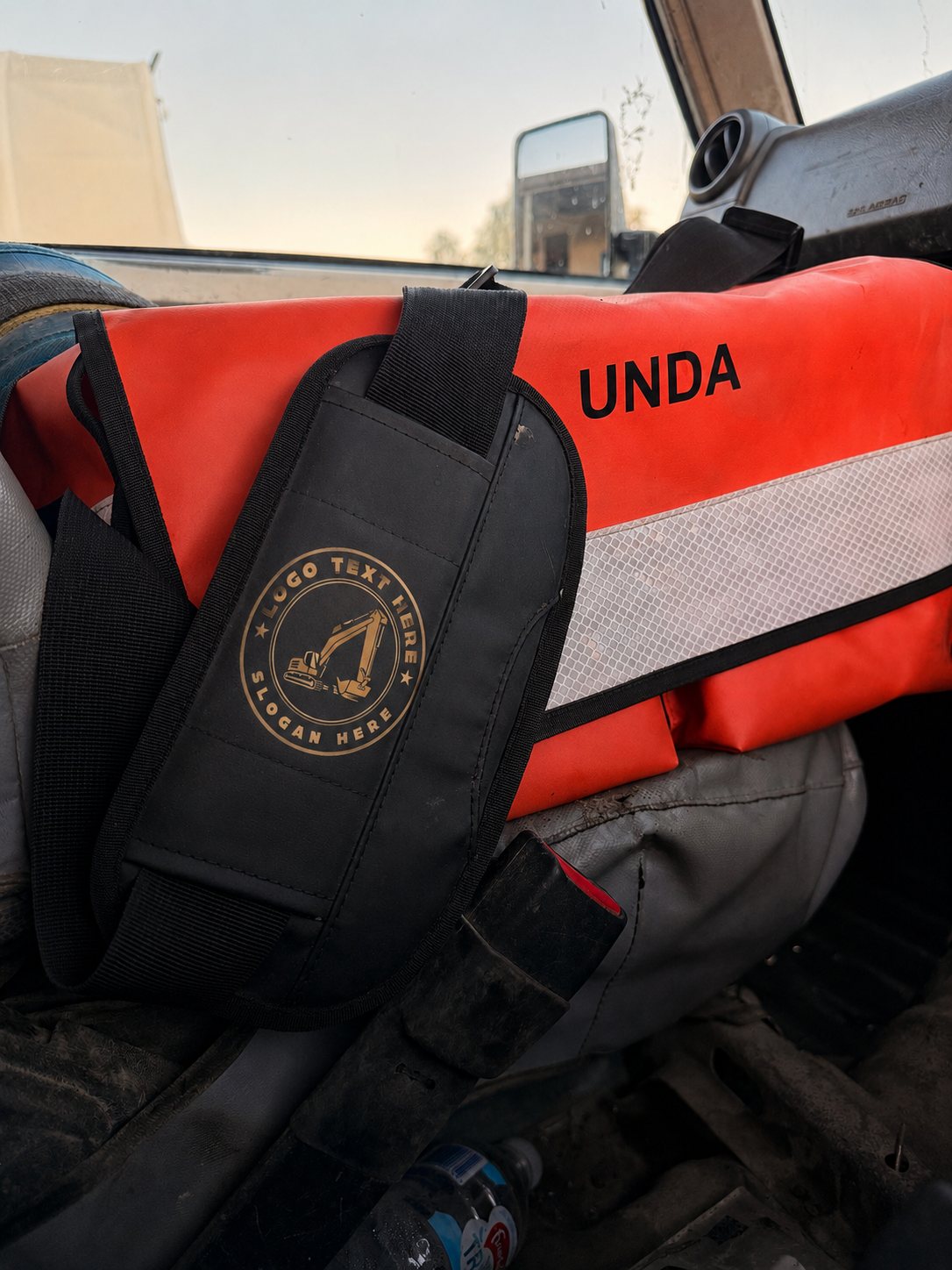 Example of a custom logo printed on the Tool-Mate shoulder strap
